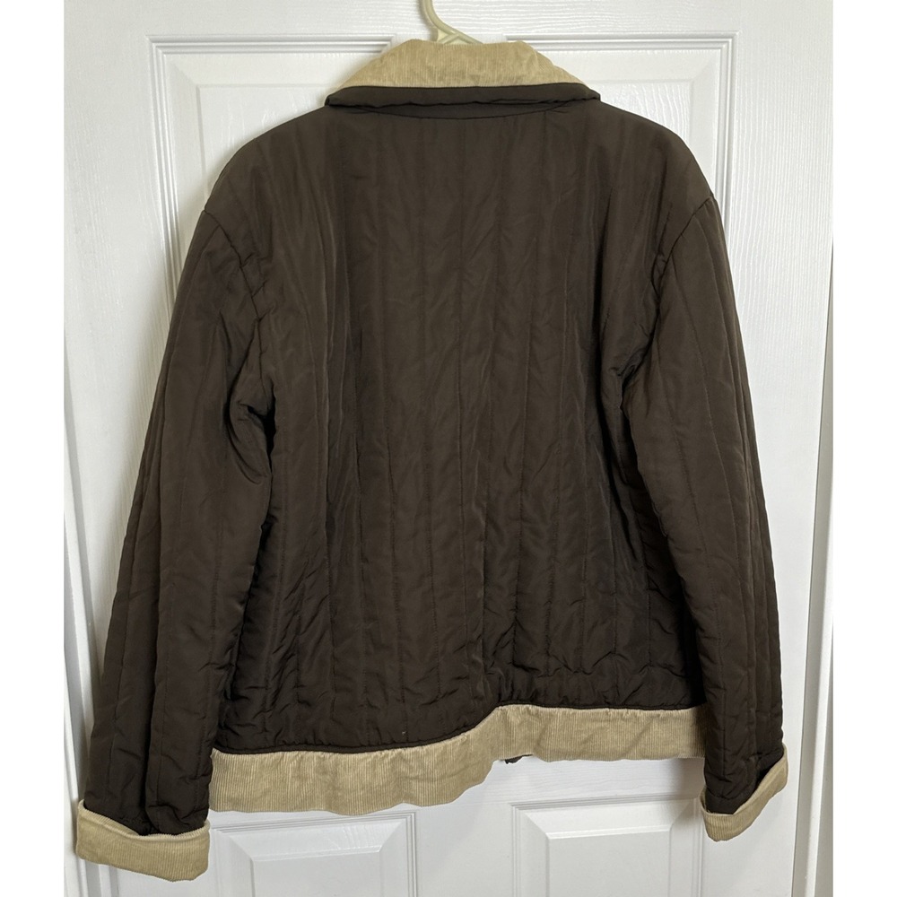 Vintage Fossil Brown Tan Bomber Corduroy Quilted Full Zip/Button Snap Jacket M - Picture 2 of 12